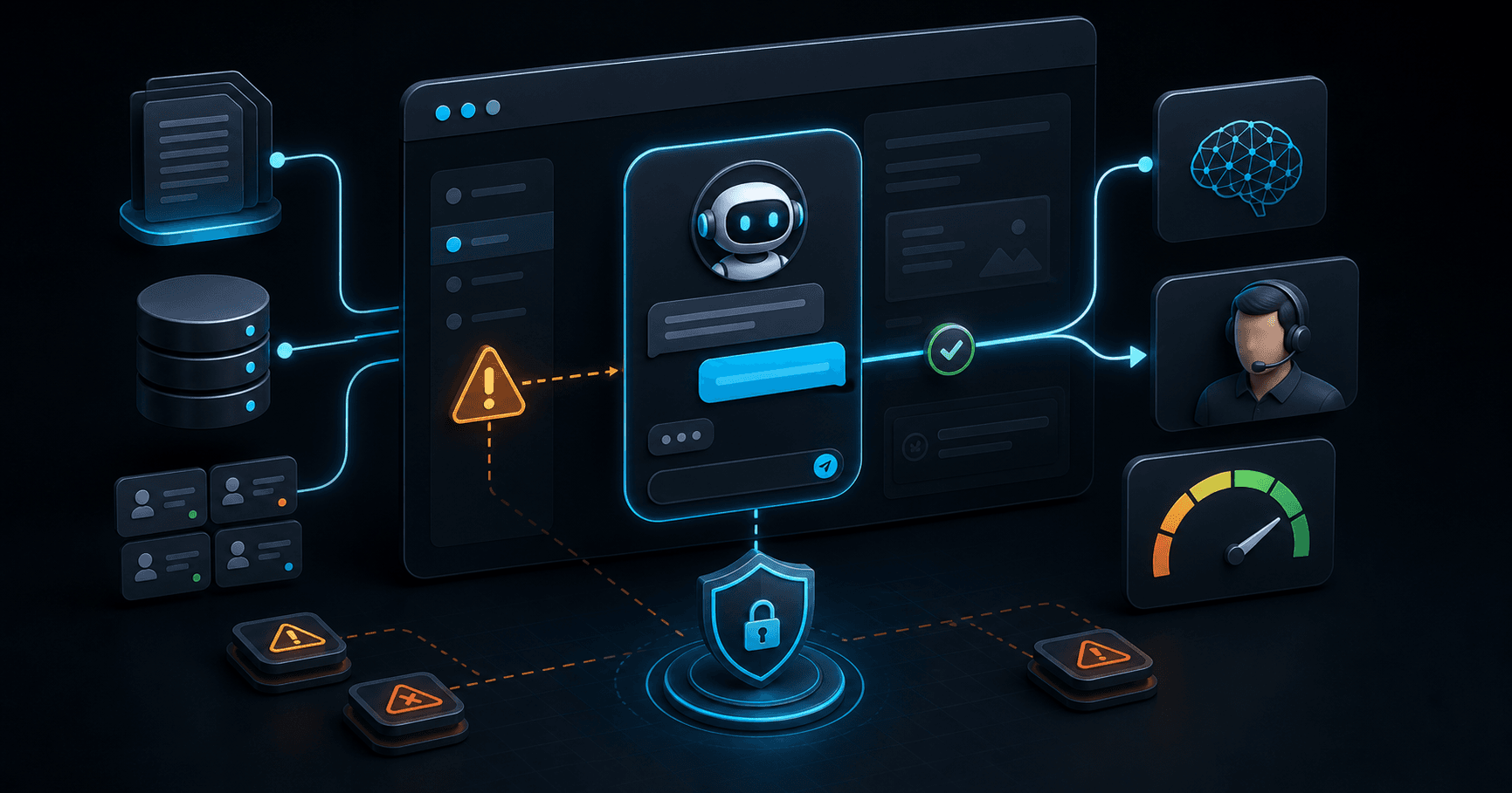 Illustration chatbot IA pour site web professionnel